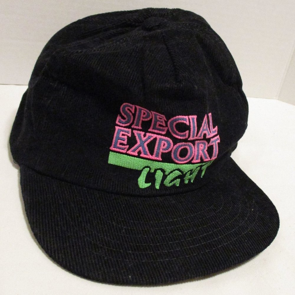 Special Export Hat 1989 Men Corduroy Black Green Back Yard House Party Fun Hat